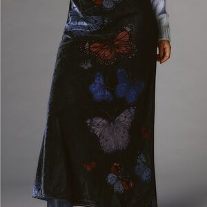 Anthropologie Black Maxi Skirt with Butterfly Print